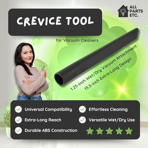 Crevice Tool for Vacuum Cleaners, 1.25-inch Wet/Dry Vacuum Attachment, 13.5-inch Extra-Long Design, Compatible with Shop Vac, Bissell, Nutone, Eureka, Beam & Central Vacuums - color: Crevice Tool 13.5"