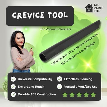 Crevice Tool for Vacuum Cleaners, 1.25-inch Wet/Dry Vacuum Attachment, 13.5-inch Extra-Long Design, Compatible with Shop Vac, Bissell, Nutone, Eureka, Beam & Central Vacuums - color: Crevice Tool 13.5"