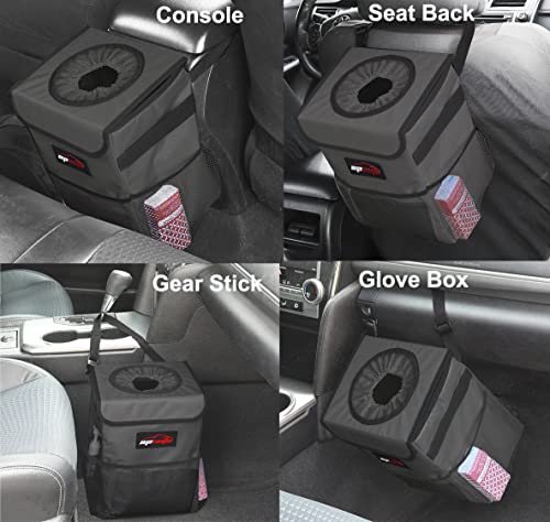 EPAuto Waterproof Car Trash Can with Lid and Storage Pockets, 2.5 Gallon Leakproof, Dark Gray - color: Dark Grey