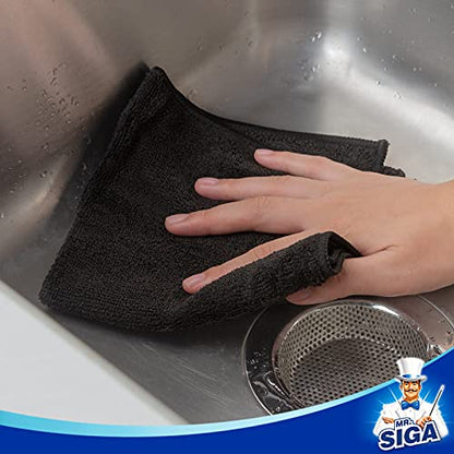 MR.SIGA Microfiber Cleaning Cloth, All-Purpose Microfiber Towels, Streak Free Cleaning Rags, Pack of 12, Black, Size 32 x 32 cm(12.6 x 12.6 inch) - color: Black