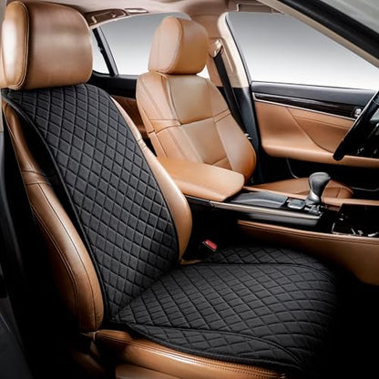 IVICY Faux Linen Front Car Seat Cover – Durable, Non-Slip Seat Protector for Cars – 1 Unit, Black - color: BLACK WS LN