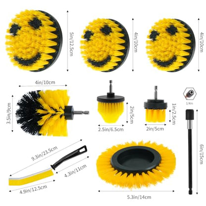 10 Pack Drill Brush Attachment Set, Drill Scrubber Brush Kit, Drill Cleaning Brush, Scrub Brush for Grout Floor Tub Shower Bathtub Tile Sink Toilet Bathroom Kitchen Car Yellow - color: Yellow