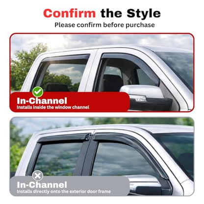 KPY Rain Guards Fit for 2000-2004 Dodge Dakota Quad Cab, in-Channel Window Visors Vent Wind Deflectors 4PC, Truck Accessories for 00-04 Dakota (Crew Cab Only) - size: 2000-2004 Dakota Quad Cab (In-Channel)