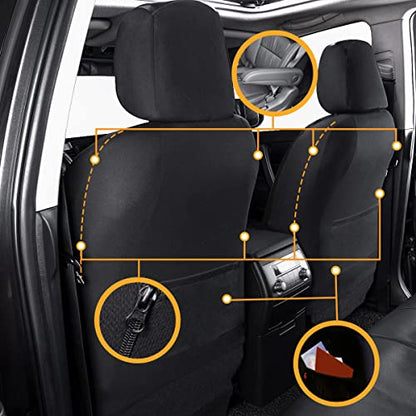 Flying Banner car seat Covers Protects Water Proof Faux Leather Carbon Fiber Front and Rear Bench (Black, Full Set - 8PCS) - color: Black, size: Full Set -- 8pcs
