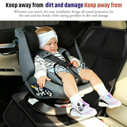 Bacgnyer Car Seat Protector, 1 Pack Carseat Seat Protectors with Thick Padding and Non-Slip Backing, Waterproof 600D Fabric Car Seat Cover for Baby Child Car Seats with 2 Mesh Pockets - color: Basic Black 1PCS