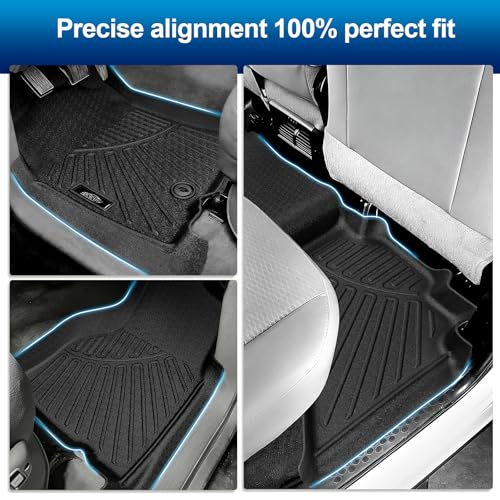PELEUS Car Floor Mats Compatible with Dodge Ram 1500 2002-2008 Crew Cab (Quad Cab), Custom Fit for Ram 2500/3500 2003-2009, Thicker Heavy Duty TPE All-Weather Floor Liners, Front & Rear 3PC Black - style: For Dodge Ram 1500 2002-2008