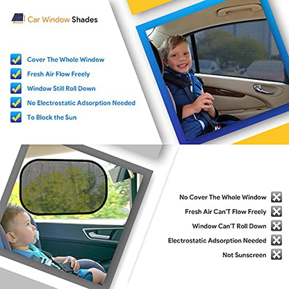 Car Window Shades, 2 Pack Breathable Mesh Car Side Back Window Sun Shades, Stretchy Window Screen for Baby Family Pet UV Protection, Window Covers Fit for Most(95%) of Cars - (Medium 39"x19") - size: Medium