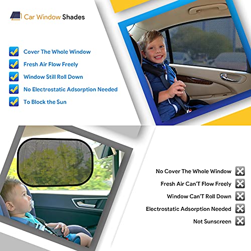 AUGOLA Car Window Shades, 2 Pack Breathable Mesh Side Sun Shades, Stretch Screens for Baby/Camping, Heat Block UV Protection, Back Window Covers for Car, Truck, SUV, Van (XL 63''x28'') - size: Extra Large