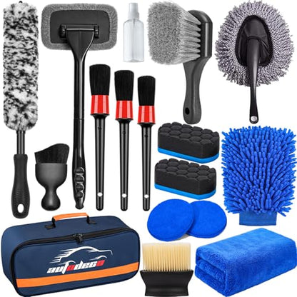 Car Detailing Kit, Car Detailing Brush Set, Bendable Car Wheel Rim Cleaner Brush Set, Car Detailing Brushes, Car Wash Cleaning Tools Kit for Interior, Exterior, Wheels, Blue - size: 17pcs