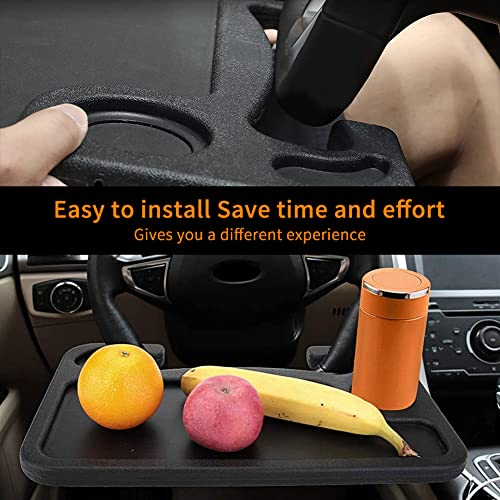 Car Steering Wheel Desk | Food Table for Car | Steering Wheel Tray for Constant Travelers, Fits Most Vehicles Steering Wheels (Black)