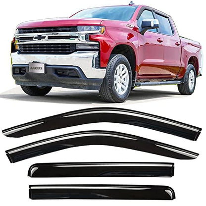 Side Window Visors Rain Guards Vent Deflectors for 2019-2025 Chevrolet Silverado/GMC Sierra 1500 Crew Cab 2022 LTD, 2020-2025 Silverado/Sierra 2500HD 3500HD Crew Cab, Pickup Truck Accessories 94805 - size: Compatible with Silverado/Sierra 1500 Crew 2019-2