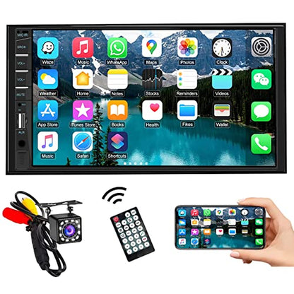 Naifay Car Stereo Double Din Radio with Bluetooth, Car Radio Touchscreen 7 Inch MP5 Player Car Stereo with Backup Camera Bluetooth, Mirror Link, FM/SWC/USB/SD/AUX, Car Audio Receivers with Subwoofer - color: Car MP5 Player(No CarPlay)
