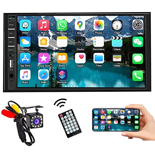 Naifay Car Stereo Double Din Radio with Bluetooth, Car Radio Touchscreen 7 Inch MP5 Player Car Stereo with Backup Camera Bluetooth, Mirror Link, FM/SWC/USB/SD/AUX, Car Audio Receivers with Subwoofer - color: Car MP5 Player(No CarPlay)