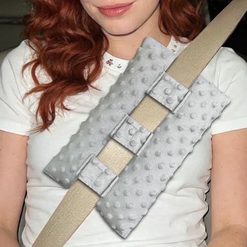 supregear Chest Seatbelt Pillow, Soft Cushion for Gentle Support and Comfort During Travel or After Healing, Minky Dot Cover, Thoughtful Gift for Women (Grey) - color: Grey (Minky Dot Cover)