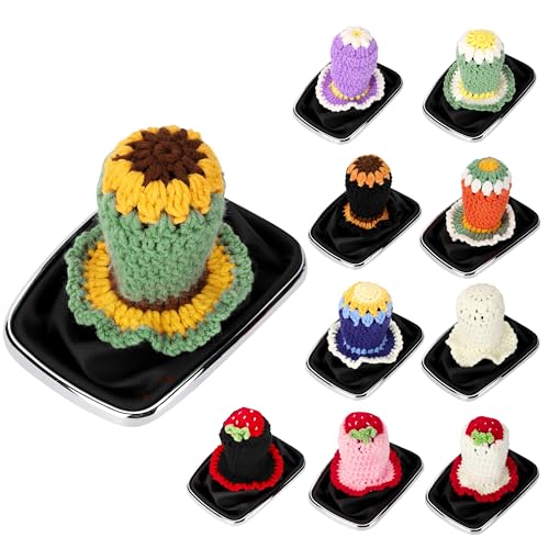 Crochet Shift Knob Cover, Universal Handcrafted Sunflower Boho Car Accessories for Women, Shift Boots Knobs Cover Automotive Interior Fits Car Truck SUV (05#SC) - color: 05#SC
