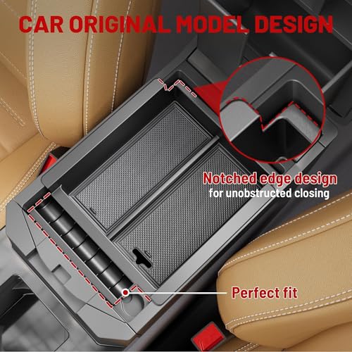 RED WOLF Center Console Organizer Tray for 2010-2024 Toyota 4 Runner Armrest Box Secondary Storage with Notched Edge Preserved Hole for Charging Cable Exactly Match Car Armrest