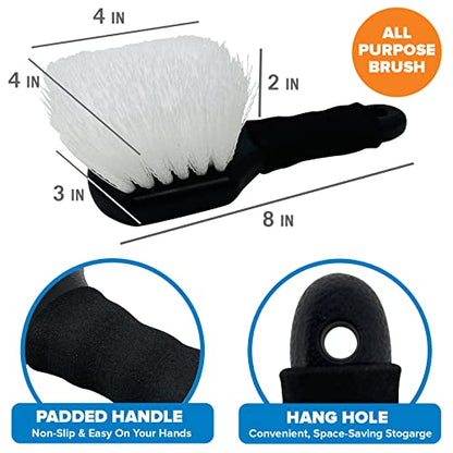 Stiff Hand Scrub Brush, Short Handle Heavy Duty Tire and Wheel Cleaning Tool, Outdoor Boat Scrubber with Handle, Carpet Cleaner, All-Purpose Cleaning Brush - style: Short Handle
