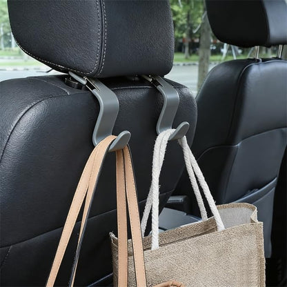 Car Seat Headrest Hooks, Car Organizer Hanger Storage Hooks for Handbags Purses Groceries Backpack Coat 4 Pack (Gray) - color: Gray