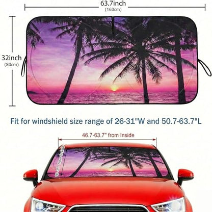 eygeufg Windshield Shade, Car Sun Shade for Front Windshield (Purple Sunset，Large - color: Purple Sunset, size: Medium