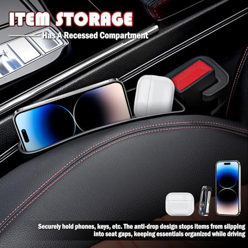 2PCS Short Car Seat Gap Filler Organizer with Seats Belt Holes,Anti-dropout Seat Gap Filler Fills Console Gaps,Universal Car Seats Gaps Plug with Storage Slot for Cars Storage