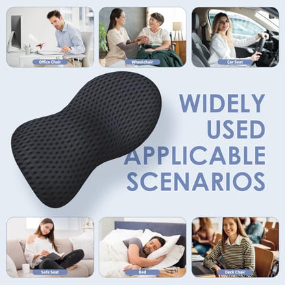 kasney Lumbar Support Pillow, Back Pillow for Low Back Pain Relief, Ergonomic Streamline Car Seat, Office Chair, Recliner and Bed (Black) - color: Black