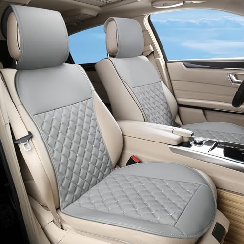 2pcs Car Seat Covers,Leather Water Proof Material No Slip Soft Car Seat Protector Side not Wrapped,for Car with Airbags,Seat Covers Universal for Most Automotive,Suvs,Vans,Trucks (Grey) - color: Grey