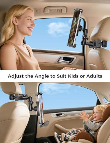 OHLPRO Tablet Holder for Car Headrest,360°Adjustable Clip Arm Tablet Mount for Car Backseat,Gifts Road Trip Essentials for Kids,Fits for 5-13" Device Like iPad Pro, Air, Mini, Galaxy, Fire - style: Clip Adjustable Arm
