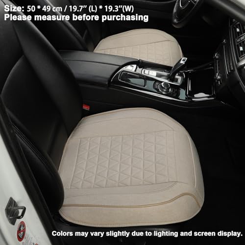 West Llama Linen Front Car Seat Cover Protector Anti-Slip Bottom Seat Cover Fits 95% of Vehicles,Wrapping Around The Bottom,Triangular Pattern(Beige-2Pcs) - color: Triangular Pattern-Beige, size: 2pc
