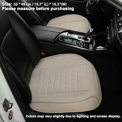 West Llama Linen Front Car Seat Cover Protector Anti-Slip Bottom Seat Cover Fits 95% of Vehicles,Wrapping Around The Bottom,Triangular Pattern(Beige-2Pcs) - color: Triangular Pattern-Beige, size: 2pc