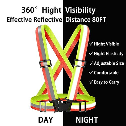 High Visibility Reflective Vest Safety Vest Running Reflective Gear Adjustable Reflective Vest for Walking,Jogging,Hiking,Night Cycling - color: Bicolor