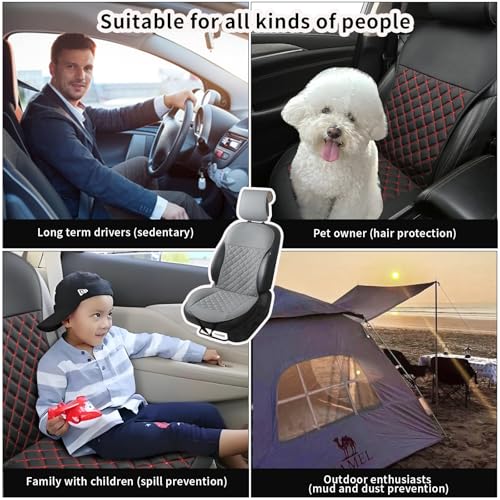 2pcs Car Seat Covers,Leather Water Proof Material No Slip Soft Car Seat Protector Side not Wrapped,for Car with Airbags,Seat Covers Universal for Most Automotive,Suvs,Vans,Trucks (Grey) - color: Grey