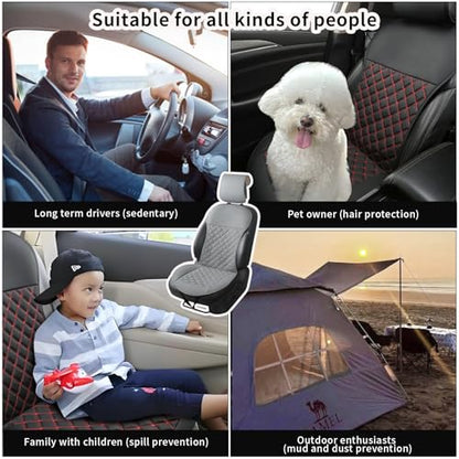 2pcs Car Seat Covers,Leather Water Proof Material No Slip Soft Car Seat Protector Side not Wrapped,for Car with Airbags,Seat Covers Universal for Most Automotive,Suvs,Vans,Trucks (Grey) - color: Grey