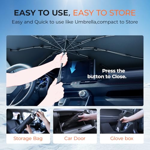 [2026 Upgraed] DooGooCoo Windshield Sun Shade Umbrella for Toyota Tacoma [100% Sunlight Blocked, Ice Crystal Cool] Sunshade for Car Windshield for Tacoma Sun Shade 2016-2026, Custom Fit for Tacoma. - size: For Toyota Tacoma 2016-2026