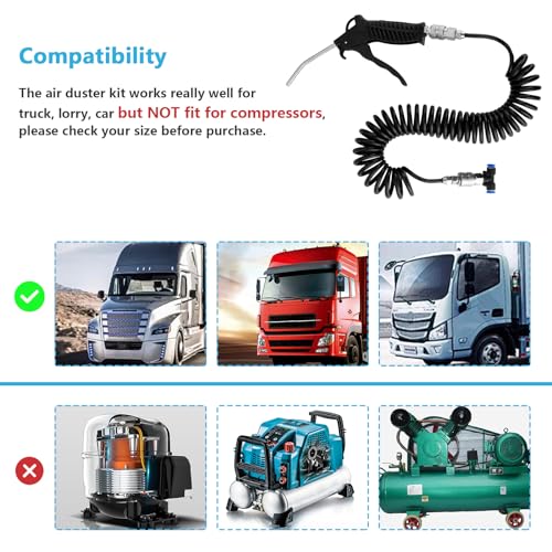 Truck Air Duster Gun with 5 Metre Recoil Air Hose, Air Seat Blow Dust Gun Heavy Duty Air Gun Cleaning Kit for Truck Semi Trailers