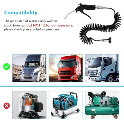 Truck Air Duster Gun with 5 Metre Recoil Air Hose, Air Seat Blow Dust Gun Heavy Duty Air Gun Cleaning Kit for Truck Semi Trailers