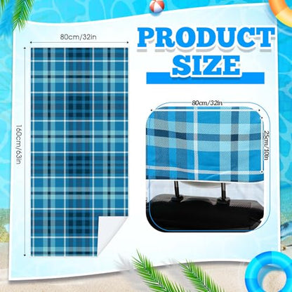 Hahafelt 2 Pack Car Seat Towel Covers with Storage Bag, 63 x 32 Inch Universal Non Slip Waterproof Sweat Protector for Car Truck, Gym Swimming Running, Machine Washable (Blue Plaid) - style: Blue Plaid