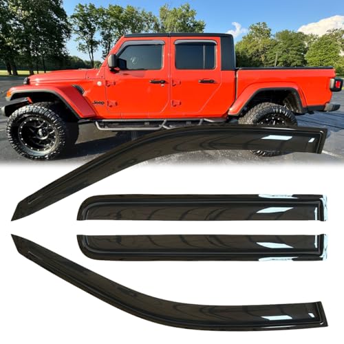 4pcs Original Shatterproof Outside Mount Rain Guards Durable Side Window Wind Deflectors Vent Window Visors Fit for Jeep 2020-2025 Gladiator 2018-2025 Wrangler JL 94183 - size: for 20-25 Gladiator 18-25 Wrangler JL