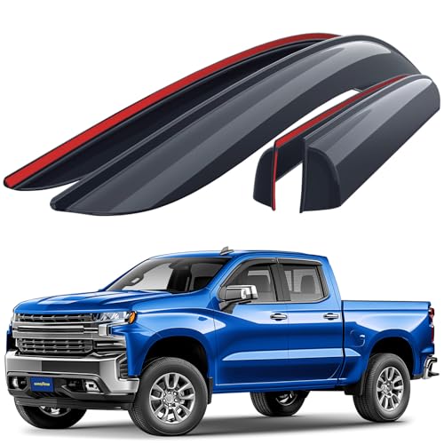 Goodyear Shatterproof Window Deflectors for Chevrolet Silverado 1500/2500/3500 2019-2026 Double Cab, Tape-on Rain Guards, Window Visors, Vent Deflector Visor, Car Accessories, 4 pcs. - GY003220LPf2 - color: For Silverado 19-26