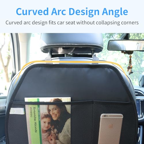 Viaviat Car Seat Protector Large Kick Mat 2 Pack Durable Water Resistant Auto Seat Back Covers with 2 Mesh Pockets Protection Against Dust Mud Scratches (Black, 2-Pack) - color: black, size: 2-Pack