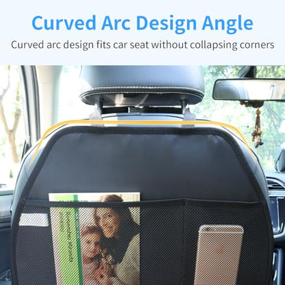 Viaviat Car Seat Protector Large Kick Mat 2 Pack Durable Water Resistant Auto Seat Back Covers with 2 Mesh Pockets Protection Against Dust Mud Scratches (Black, 2-Pack) - color: black, size: 2-Pack