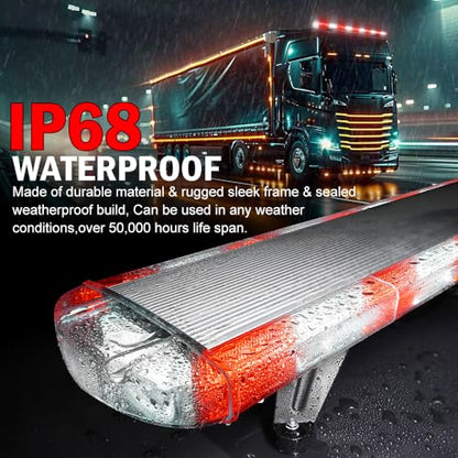 ASPL 46 inch 220 LED Rooftop Low Profile Strobe Light Bar Emergency Warning Beacon Car Hazard Flashing Construction Roof Lights Bars for Trucks Tow Automotive Construction Vehicle (Red/White - color: Red/White