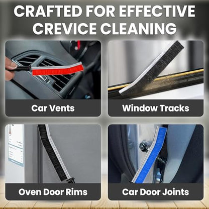 Crevice Cleaning Brush Set – 6Pcs Hard Bristle Cleaning Tools for Grout, Tile Floors, Gaps & Narrow Spaces – Small Grout Scrub Brush for Cleaning Bathroom, Shower, Window Tracks, Kitchen - size: Pack of 6 - Black, Red & Blue