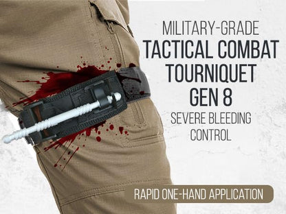 Military-Grade Tactical Combat Tourniquet - Severe Bleeding Control (Black) | Rapid One-Hand Application, Time-Stamped – First Aid, EMS, Law Enforcement, Civilian, Outdoor Survival