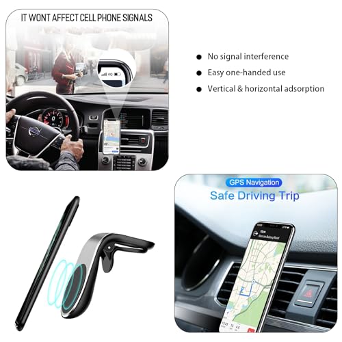 2Pcs Black Universal Phone Holder Clip Car Air Vent Magnetic Mount Holder Bracket for GPS Suporte Celular Car Phone, Vent Clip Phone Holder,Cell Phone Automobile Cradles