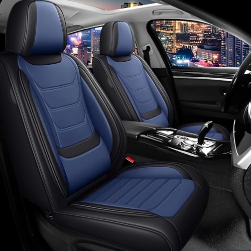 Car Seat Cover Full Set for BMW X3 Seat Covers 2004-2025, Nappa Leather Waterproof Seat Covers for Cars, Airbag Compatible, Universal Automotive Seat Covers (Standard 2 Seats/Black Blue) - color: Black&Blue, size: 2 Seats Standard