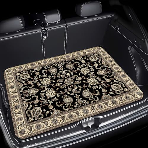 Universal Car Trunk Mat 29" x 39", Beige Bohemian Style All Weather Trunk Protection Cargo Liner, Durable Cargo Mat Rear Trunk Liner,Stylish Vehicle Interior Accessories Suitable for Most Car Models - color: Beige Bohemian Style