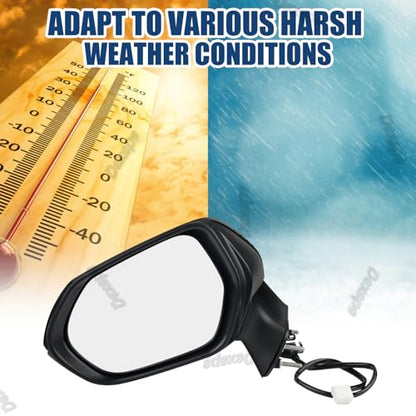 Driver Side Mirror Assembly Compatible with Toyota Corolla 2020-2025 Non-heated Power Adjustable Glass Replace 8794012F80, TO1320391, 8794002916, 8794002928 Black (3Pin Left) - style: 3pin Left