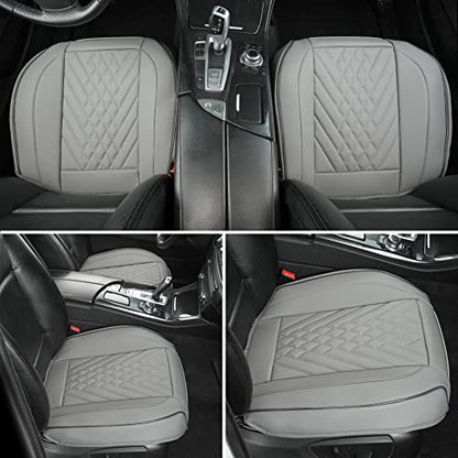 GIANT PANDA 1pack Front Car Seat Cover Bottom Seat Cover, PU Leather Driver Car Seat Protector Fits 95% of Vehicles, Wrapping Around The Bottom (Grey) - color: Front Seat Gray, size: 1 Piece Standard Size