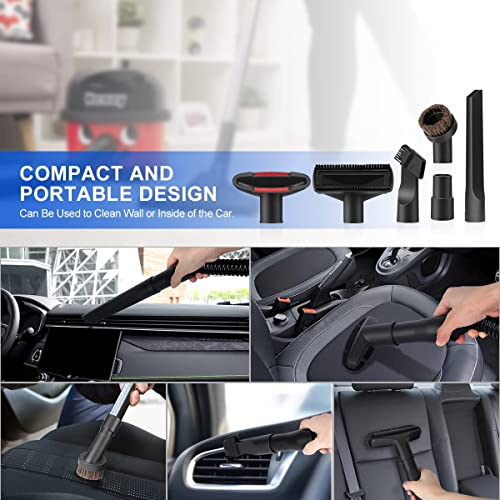 11PCS Universal Vacuum Attachment Kit Wet Dry Plastic Vacuum Hose Adapter 1-1/4" Vacuum Cleaners Accessories with Horse Hair Brush Extension Wand Flexible Crevice Tool Adapter for Shop Vac Accessories