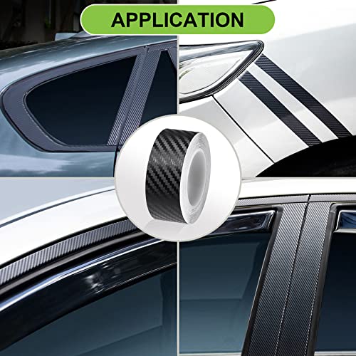 Spurtar Carbon Fiber Wrap, 1 Inch x 20 ft Air Release Black Vinyl Wrap for Cars Chrome Delete 3D Carbon Fiber Tape Blackout Exterior Decor Tape for Vehicles DIY Free Tool 2.5 x 600cm - size: 1 Inch x 20 ft